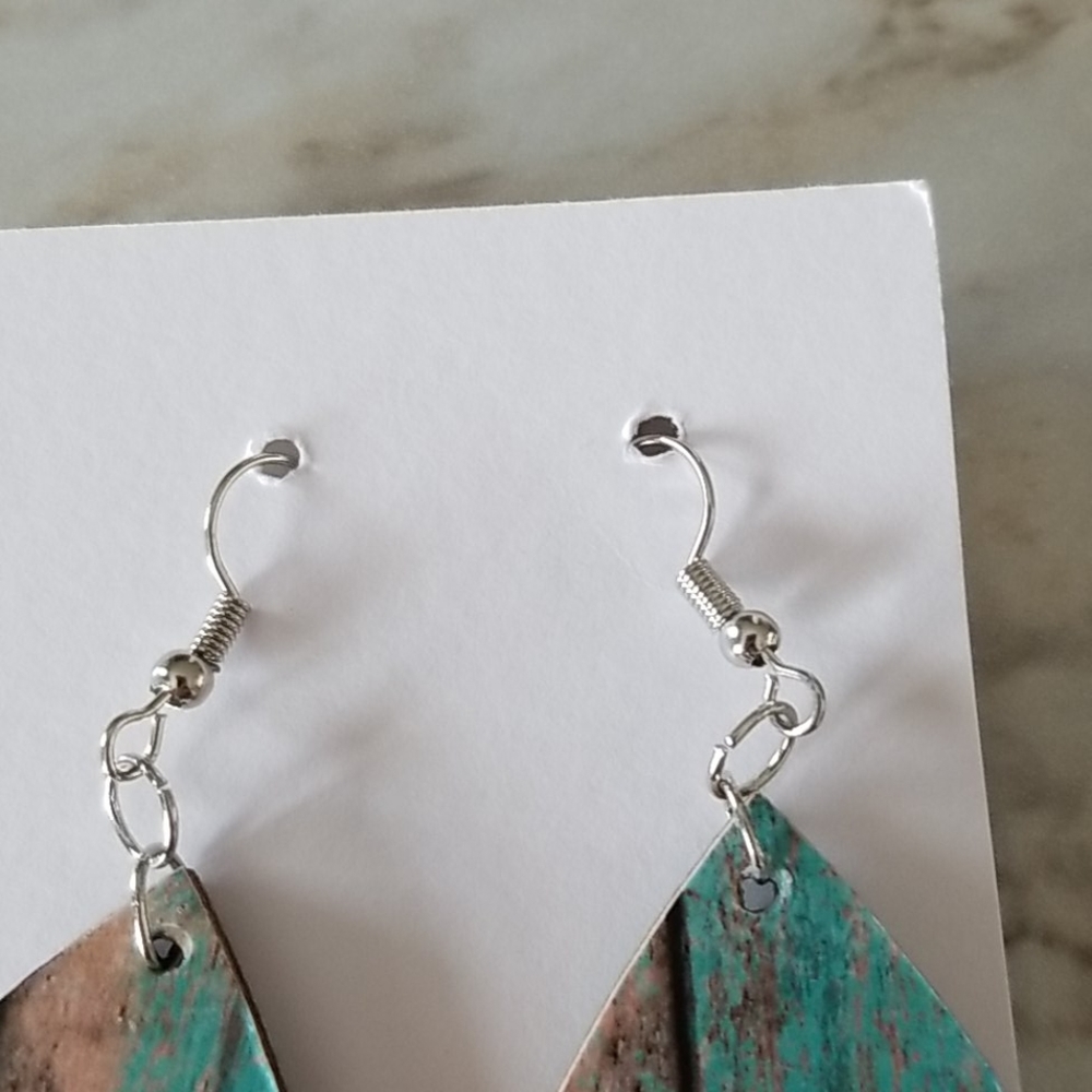 Wooden Teardrop Earrings - Picture 2 of 2